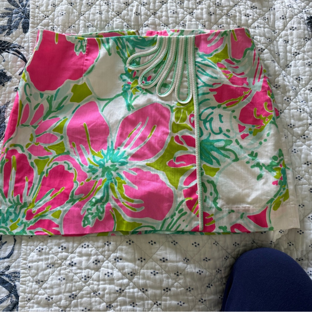 Lilly Pulitzer Pink and Green Cut Out Mini Skort
